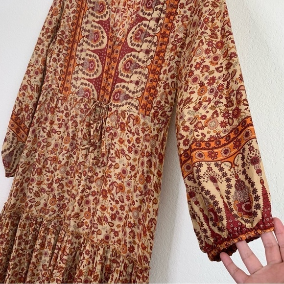 Aura the label flora long sleeve boho prairie maxi dress XL - Picture 10 of 11